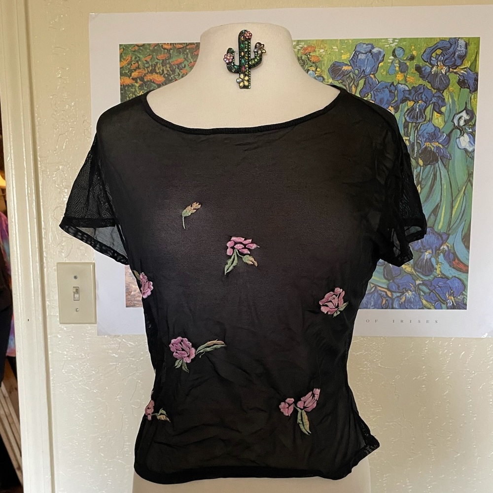 Victoria's Secret Mesh Embroidered Crop Top Size Small